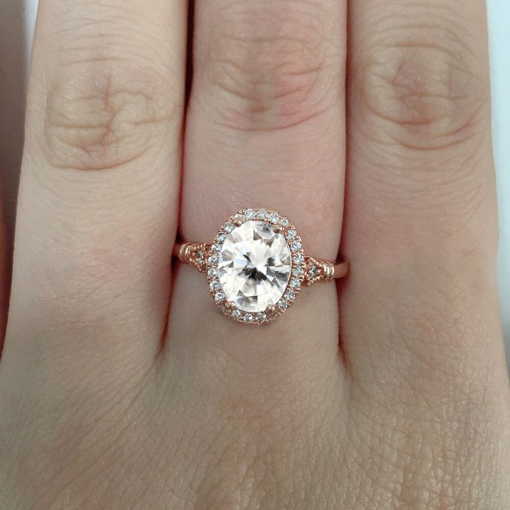 Dazzling Gemstone Beautiful Rose Gold Oval Ring for Women, VIP042 - Picture 8 of 8